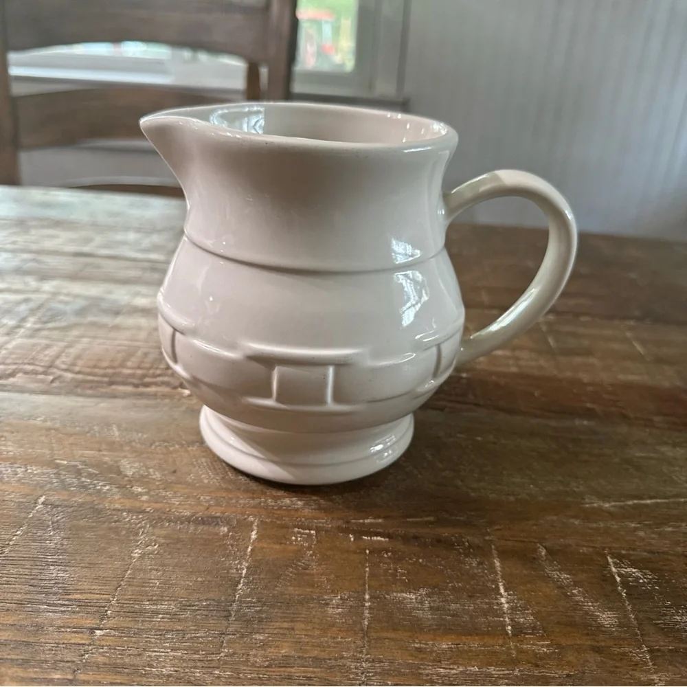 Longaberger Woven Traditions Cream Ceramic Pitcher 1 Quart